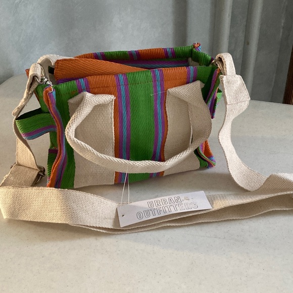 Urban Outfitters Green and Orange Striped Crossbody Bag - Picture 1 of 10
